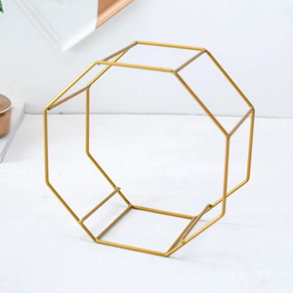 Geometric Ceramic Wall Planter with Octagonal Iron Frame