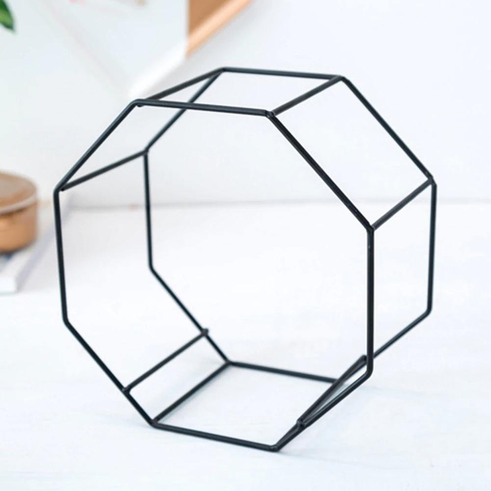 Geometric Ceramic Wall Planter with Octagonal Iron Frame