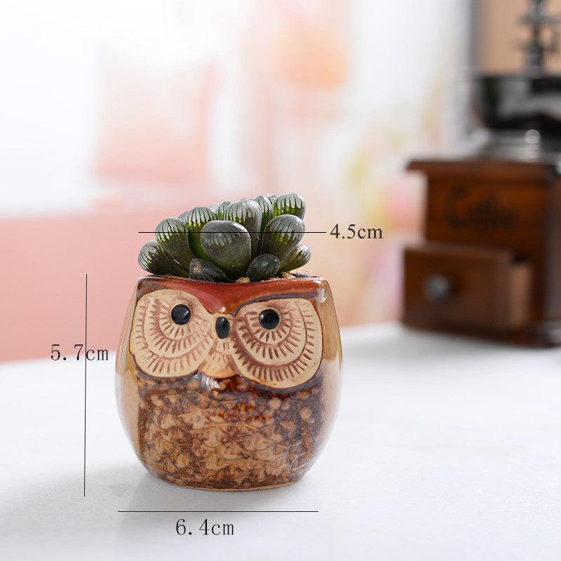 6-Piece Mini Owl Ceramic Succulent Planter Pots