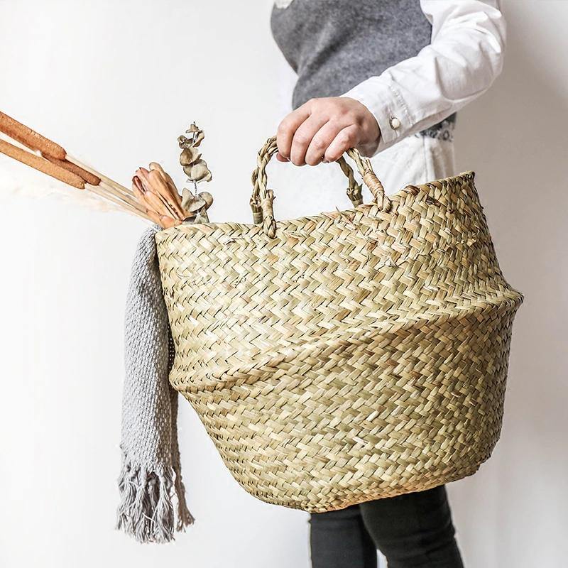 Handmade Rattan Planter or Storage Basket with Handles