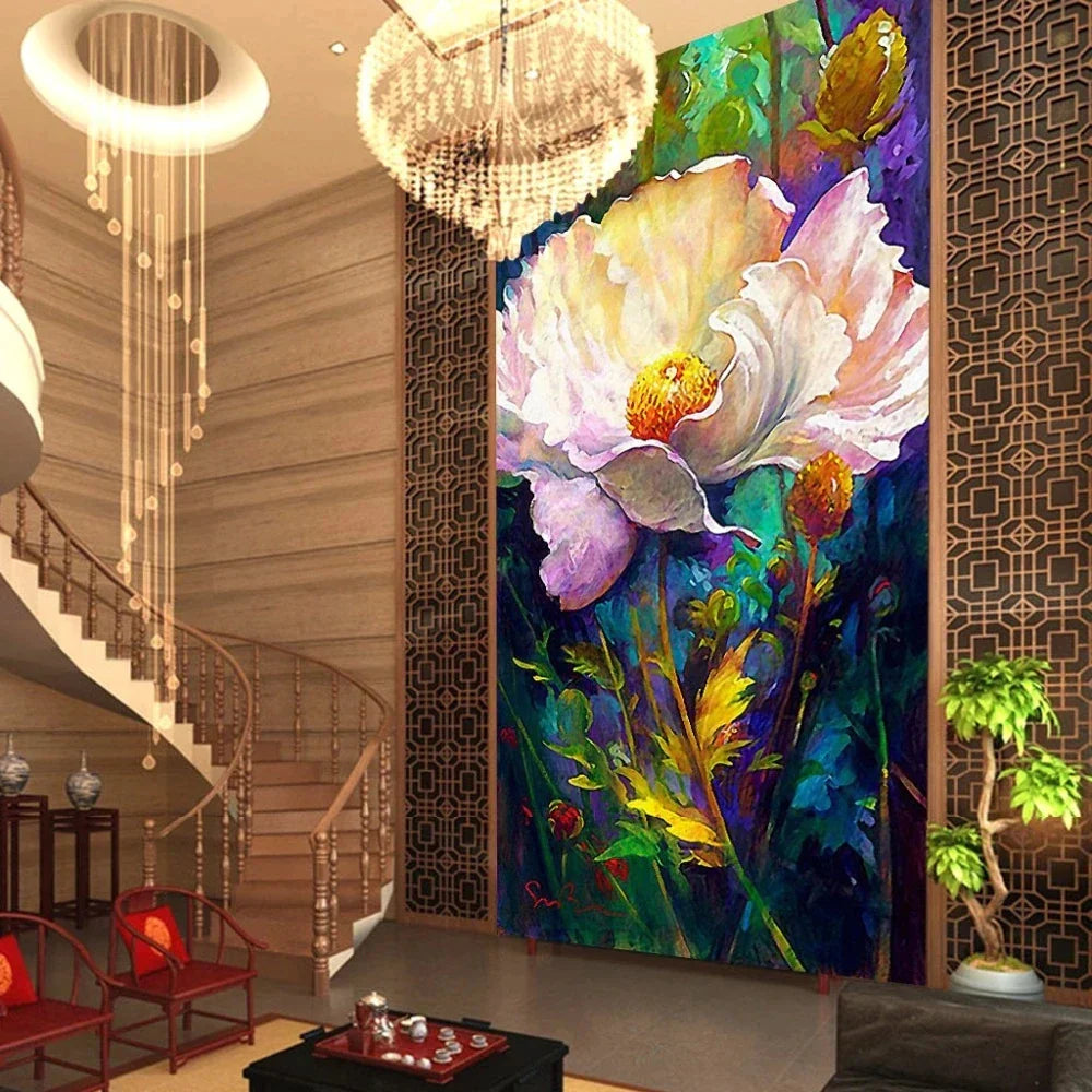 3D Large Romantic Vintage Floral Wallpaper
