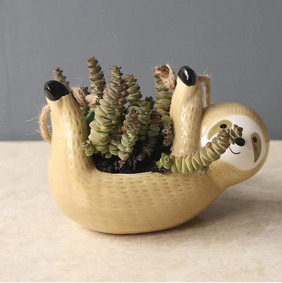 Sloth Ceramic Hanging Succulent Planter