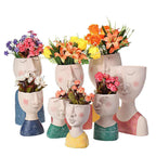 Caricature Portrait Face Figurine Sculpture Planter