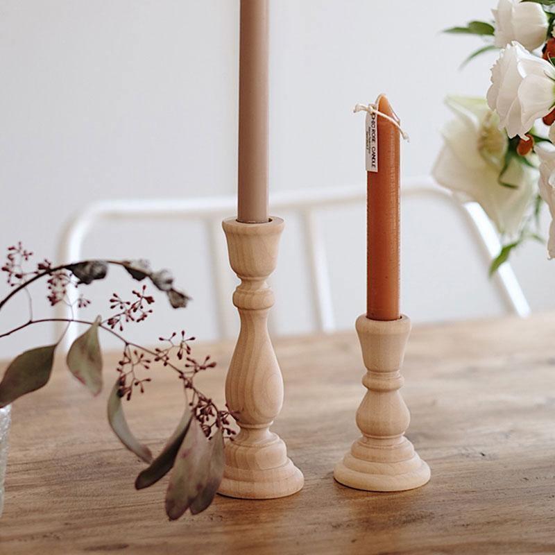 Classic Wooden Taper Candle Holders