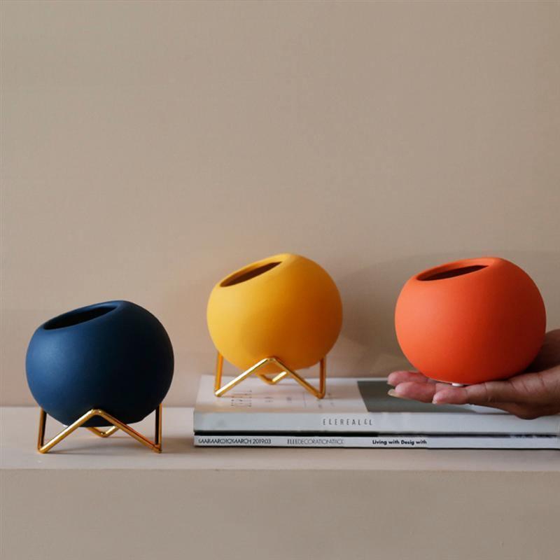 Abstract Colors Ceramic Planter Pots with Stand