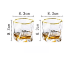 Distort Texture Whisky Glass 2-Piece Set 2-Piece Trimmed Gold | Sage & Sill