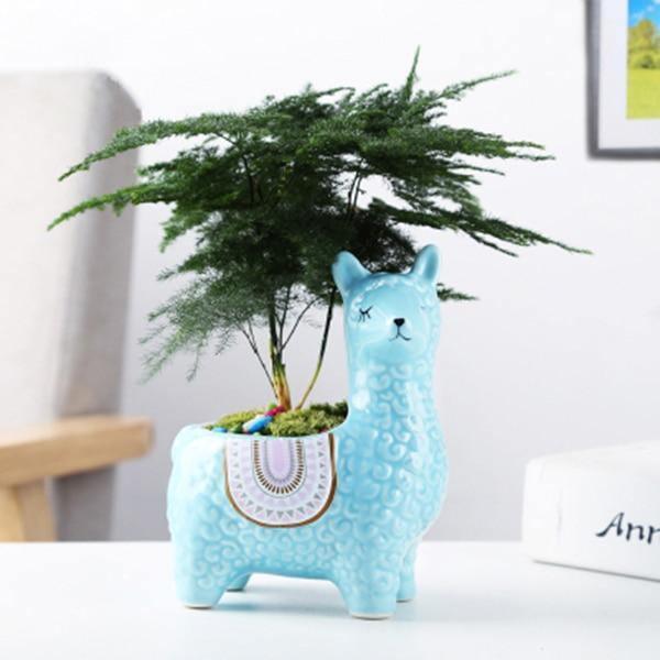 Alpaca Ceramic Succulent Planter LightSkyBlue / Head Turned | Sage & Sill