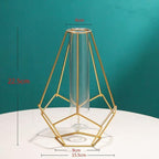 Geometric Iron Flower Vase with Glass Tube