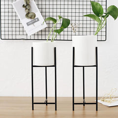 Ceramic Planter with Iron Stand