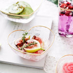 Glass Golden Heart Bowls + Cup