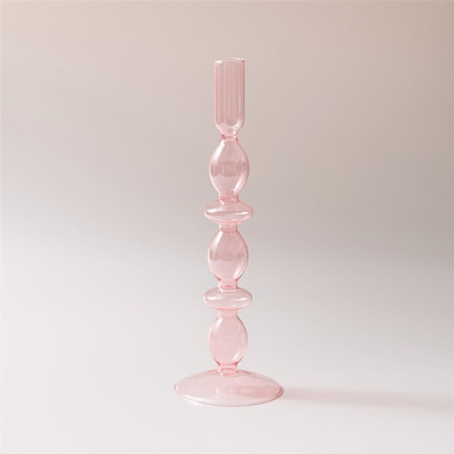 Handmade Colored Vintage Glass Candlestick Candle Holder