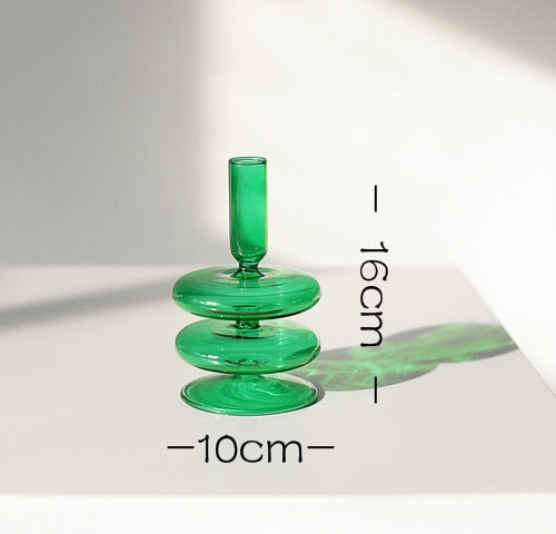 Handmade Colored Vintage Glass Candlestick Candle Holder
