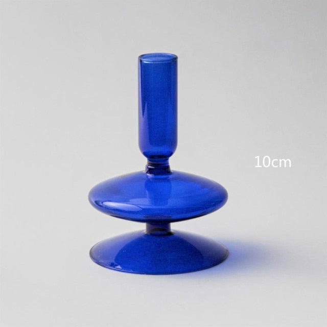 Handmade Colored Vintage Glass Candlestick Candle Holder