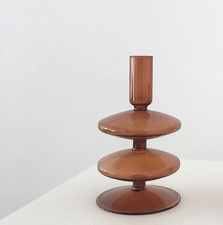 Handmade Colored Vintage Glass Candlestick Candle Holder