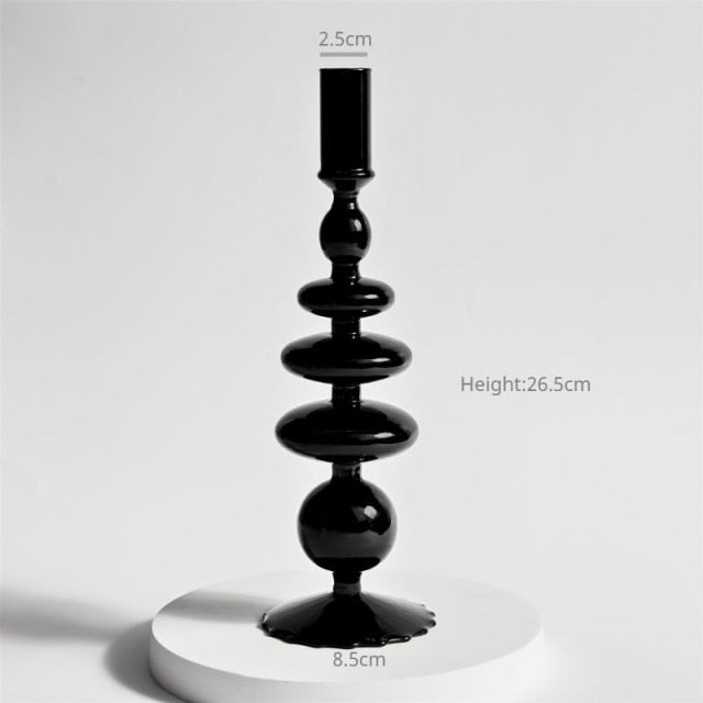 Handmade Colored Vintage Glass Candlestick Candle Holder