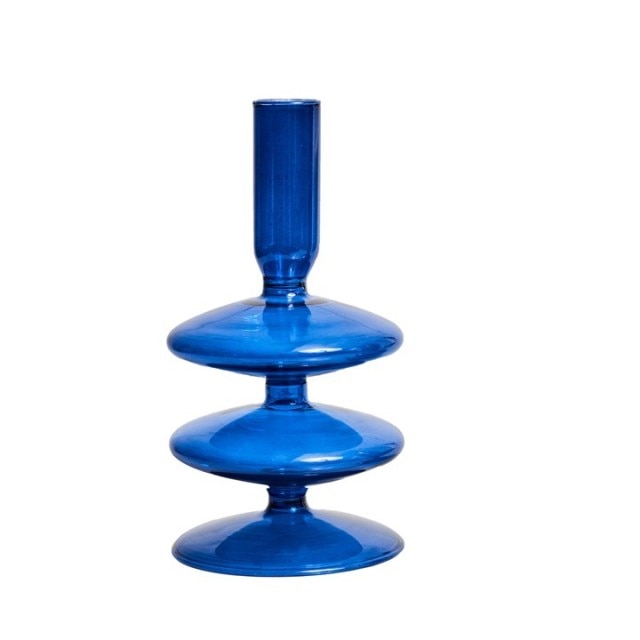 Handmade Colored Vintage Glass Candlestick Candle Holder