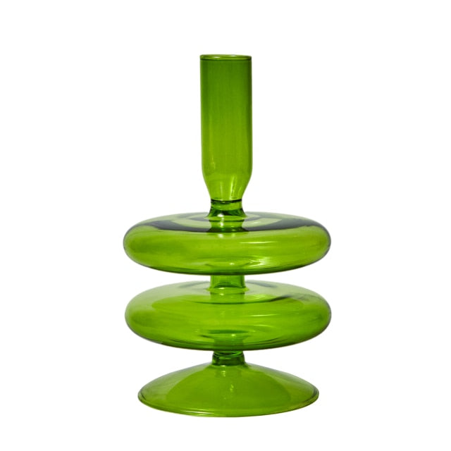 Handmade Colored Vintage Glass Candlestick Candle Holder
