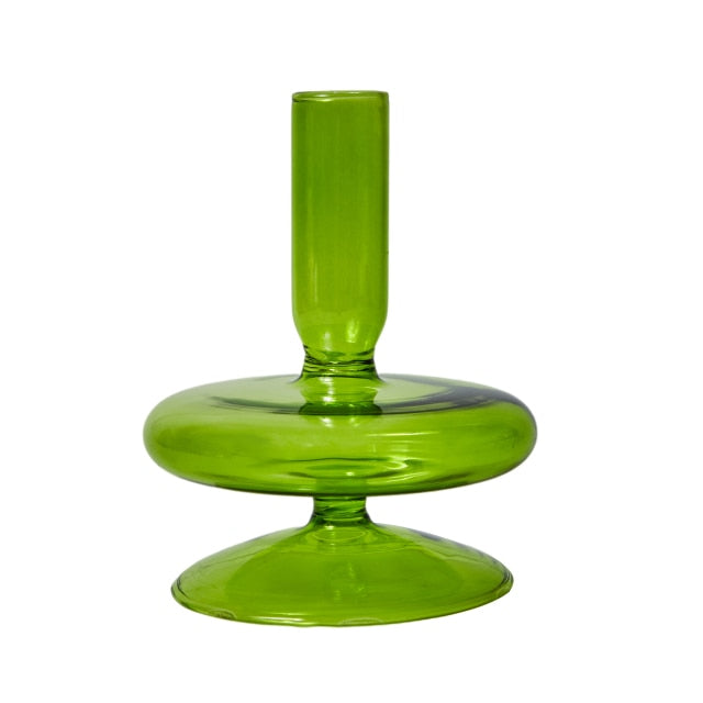 Handmade Colored Vintage Glass Candlestick Candle Holder