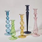 Fleur Pastel Glass Candlestick Holders